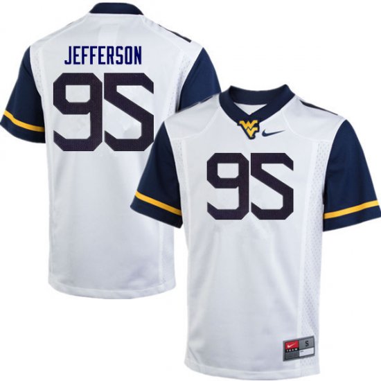 Men's West Virginia Mountaineers NCAA #95 Jordan Jefferson White Authentic Nike Stitched College Football Jersey MZ15O05BO